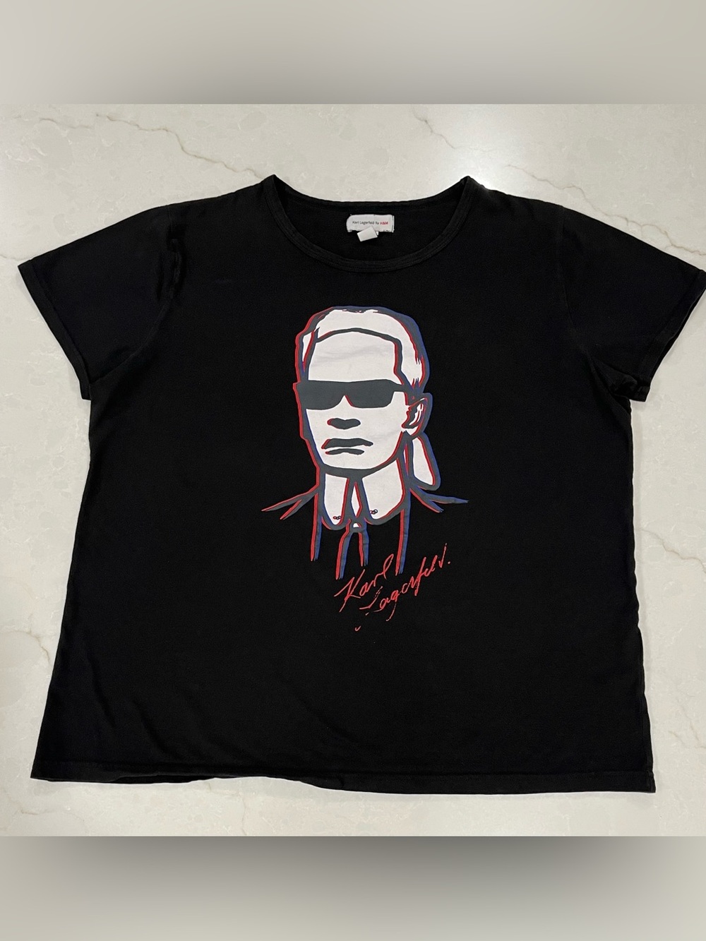 Vtg 2004 Karl Lagerfeld x H&M Staff Shirt Archival Y2K Graphic Tee Women's XL